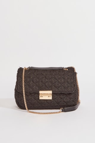 Mala de ombro em tweed Omane3 - Preto