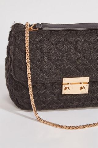 Mala de ombro em tweed Omane3 - Preto