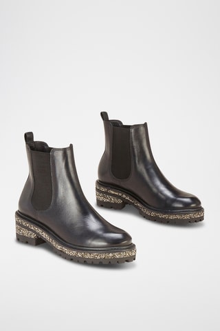 Botins Chelsea em couro Rocket - Preto