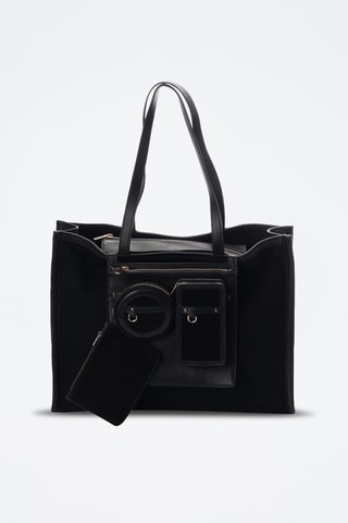 Mala shopping em couro Agathe - Preto