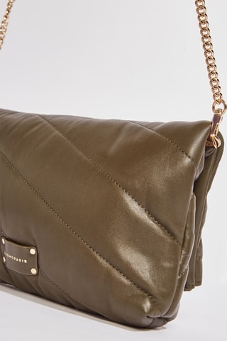 Mala a tiracolo em couro de carneiro Amy - Caqui