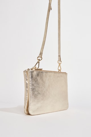 Pochete de couro Text - Dourado