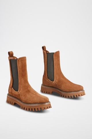 Botins Chelsea em nobuck Teena - Castanho