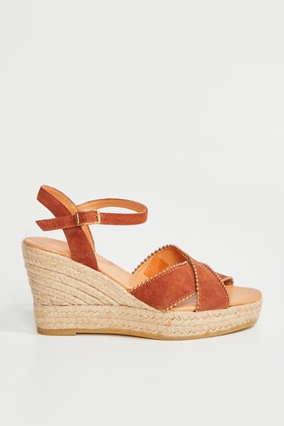 Alpargatas com cunha em couro de cabra Vafrina - Castanho