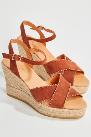 Alpargatas com cunha em couro de cabra Vafrina - Castanho