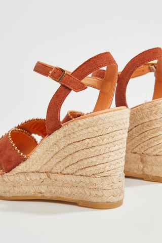 Alpargatas com cunha em couro de cabra Vafrina - Castanho