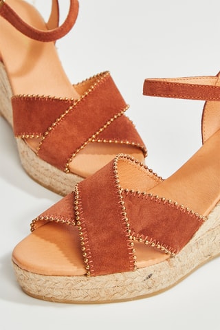 Alpargatas com cunha em couro de cabra Vafrina - Castanho