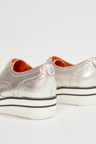 Derbies com cunha em couro de cabra napa Vajia - Prateado