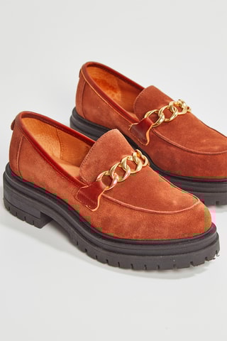 Mocassins com plataforma em nobuck Valomia - Castanho