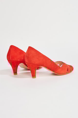 Sapatos de salto em nobuck - Vermelho