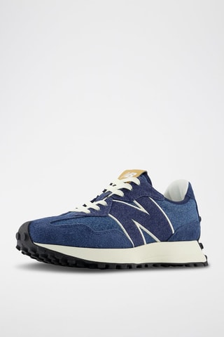 Baskets en nubuck et jean 327 - Bleu