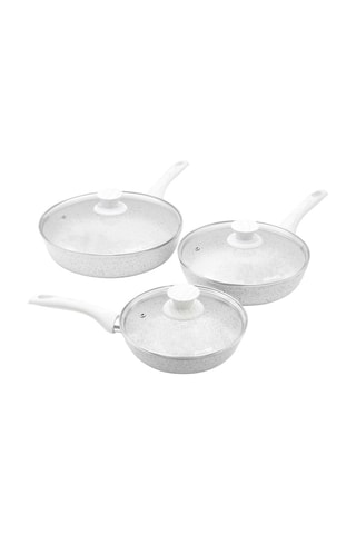 3 Hapjespannen Stonewhite 20, 24 en 28 cm