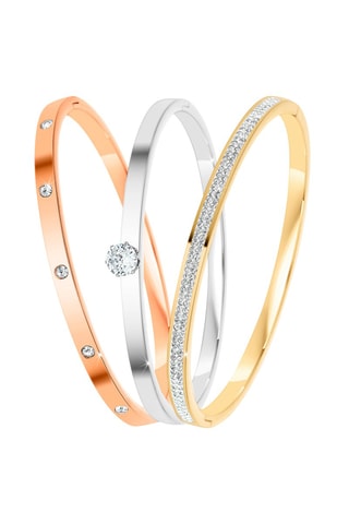 3 pulseiras rígidas 
Prateado e dourado