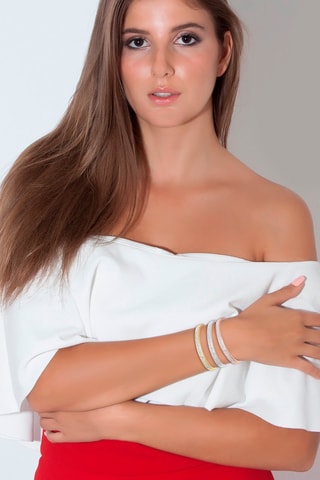 3 pulseiras rígidas com cristais da Boémia - Branco