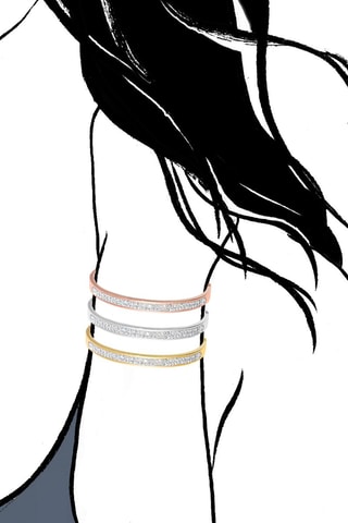 3 pulseiras rígidas com cristais da Boémia - Branco