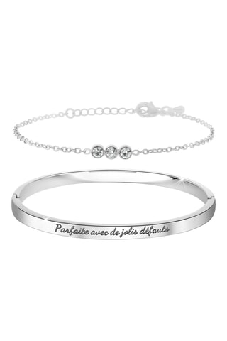 Pulseira e pulseira rígida "Parfaite avec de jolis défauts" - Prateado