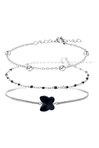 3 pulseiras - Prateado e preto