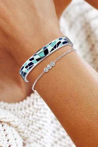 Pulseira e pulseira rígida - Prateado e azul