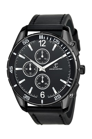 Relógio de quartzo em couro 
Preto