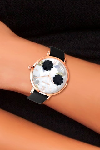 Relógio de quartzo em couro sintético 
Preto