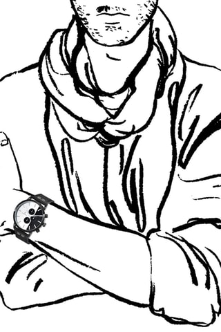 Relógio de quartzo em couro Preto e branco