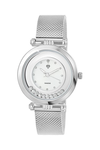 Relógio de quartzo em diamante Prateado