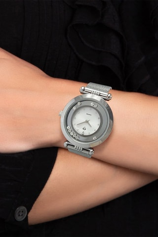 Relógio de quartzo em diamante Prateado