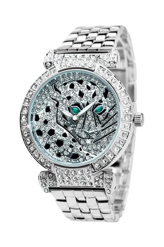 Relógio quartzo em metal Prateado e verde