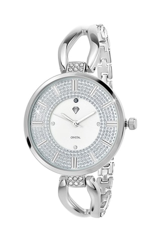 Relógio de quartzo em latão e diamante - Prateado