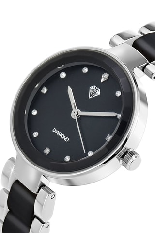 Relógio quartzo em metal e diamante