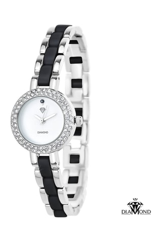 Relógio de quartzo com um diamante 
Preto