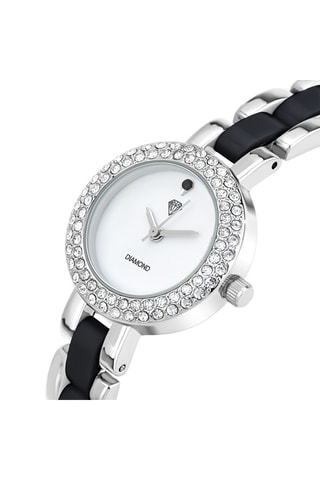 Relógio de quartzo com um diamante 
Preto