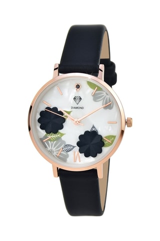 Relógio de quartzo com um diamante 
Preto