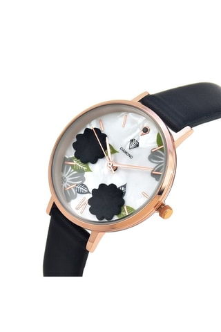 Relógio de quartzo com um diamante 
Preto