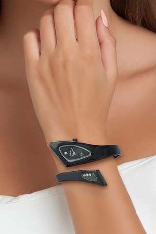 Relógio de quartzo em metal - Preto