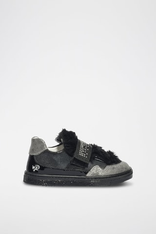 Leren Sneakers Baby Glitter - Zwart