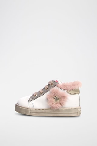 Kalfsleren Sneakers Wit en Goudkleurig