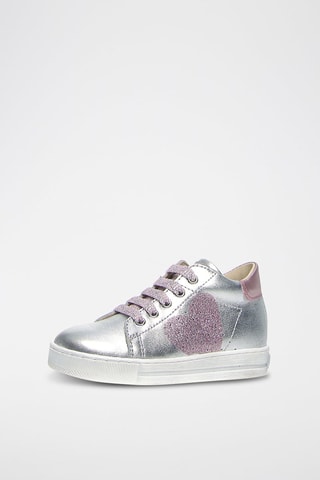 Hoge Leren Sneakers Zilverkleurig