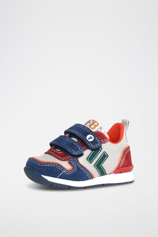 Kalfsleren Sneakers - Grijs en Blauw