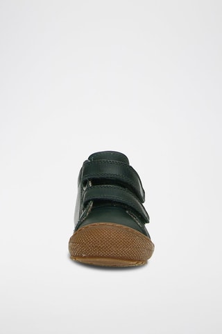 Baskets montantes en cuir de veau, lin et laine Racoon - Vert