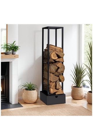 Suporte vertical para lenha - Preto