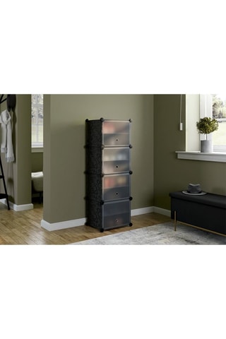 Sapateira em forma de cubo - 24 pares Preto e transparente