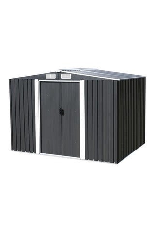 Abrigo de jardim com base - Cinzento e branco - 8,4 m³