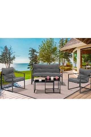 Conjunto de jardim Tropéa 4 lugares em aço cinzento