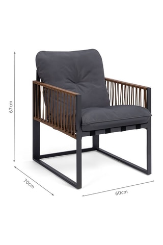 Conjunto de jardim Ozéa 4 lugares em aço cinzento e corda