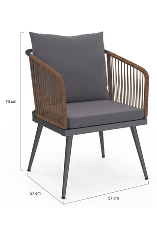 Conjunto de jardim Florida 2 lugares cinzento antracite e efeito vime