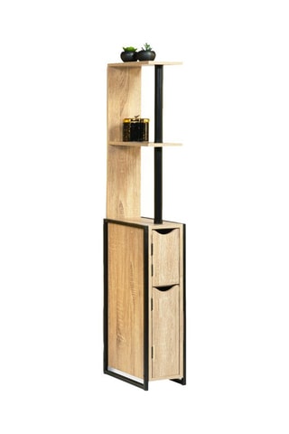 Móvel WC com 2 portas Timéo - 
Preto e natural