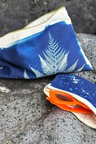 Pochette en coton biologique Cyanotype - Bleu