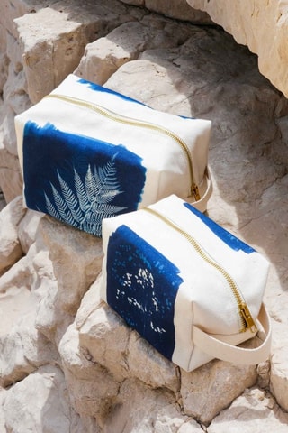 Trousse en coton biologique Cyanotype - Bleu