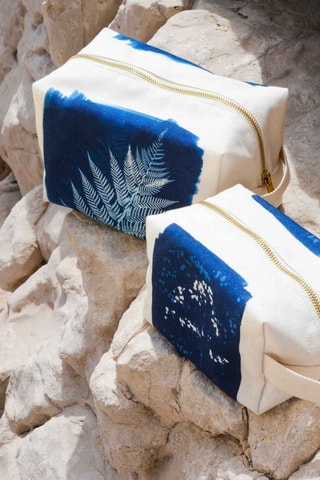 Trousse en coton biologique Cyanotype - Bleu